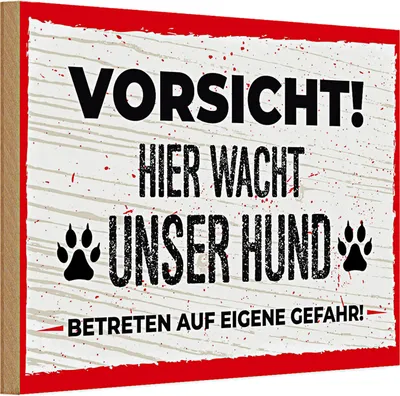 Produktbild von Holzschild Spruch 30x20cm Vorsicht! Hier wacht uner Hund!
