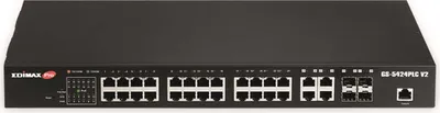 Produktbild von Edimax Pro GS-5424PLC V2 28 Port POE+Gigabit Switch +4 xSFP 19"
