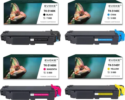 Produktbild von 4x Toner für Kyocera TK5140K-TK5140B TK5140K CMYK = Schwarz + Blau + Rot + Gelb | Ersatz für M6030 M6530 P6130
