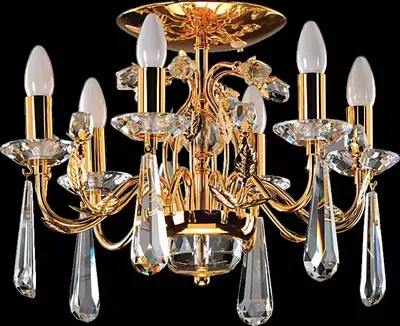 Produktbild von Goldene Kristall Deckenlampe Klassische Gold Glaskristallleuchter