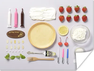 Produktbild von MuchoWow® Poster Zutaten für einen Kuchen 160x120 cm - Foto Plakat