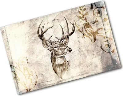 Produktbild von Tulup Glas Herdabdeckplatte - 80x52 cm - Glaskeramikkochfeld-Abdeckung Spritzschutz Glasabdeckplatte - Einteilig - Tiere - Hirsch - Beige
