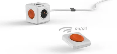 Produktbild von Allocacoc PowerCube Remote Extended + Remote, 1,5 m, Typ F, Orange, Grau, Weiß, 4 AC-Ausgänge, 16 A, Weiß
