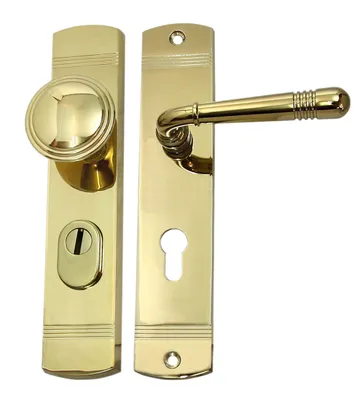 Produktbild von Wohnungstür Schutzbeschlag Helena LS Messing poliert WE 72 mm mit Knauf - ZA