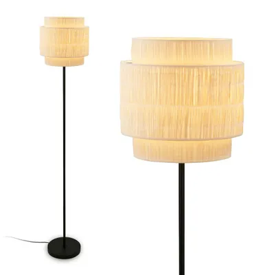 Produktbild von Stehlampe Stehleuchte Standleuchte Wohnzimmer Bastschirm Boho Ein/Aus Fußtaster