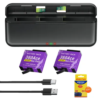 Obrázek produktu pro Baterie pro fotoaparát, kapacita 2400 mAh, rychlonabíječka, 1 nabíječka, 2 baterie
