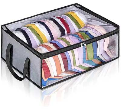 Produktbild von Stück Aufbewahrungsbox für Baseballkappen, grau, 50,8 x 40,6 x 17 cm, Tragetasche zur Aufbewahrung von Hüten, geräumige, doppelreihige Plüschtasche
