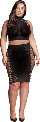 Produktbild von Kala XXXVII - Zweiteiler mit Rollkragenpullover, Crop Top und Rock - Plus Size