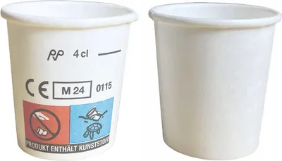 Produktbild von 120x Schnapsbecher Shotbecher Stamperl Pappbecher weiß mit Eichstrich 4cl 40ml