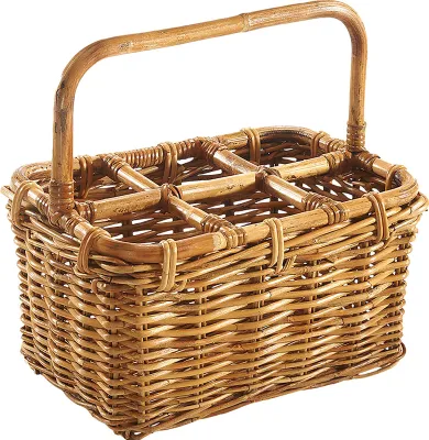 Produktbild von Kobolo Flaschenträger  – aus Rattan – 6 Flaschen – handgeflochten – lacak braun - Flaschenhalter Sammler Allzweck Ordnung Aufbewahrung Bottle holder