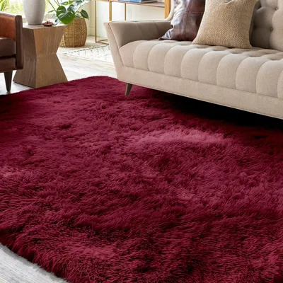 Image de Tapis à poils longs, lavable, 120 x 160 cm, antidérapant, pour salon