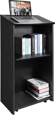 Immagine prodotto di VEVOR leggio leggio 600 x 360 x 1200 mm, podio con ampia superficie di lettura e ripiano portaoggetti, scrivania per chiesa, ufficio, scuola, podio nero capacità di carico 30 kg nero