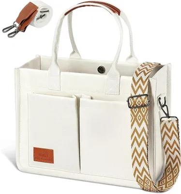 Große Canvas-Schultertasche für Frauen mit Laptopfach, ideal für Schule, Arbeit und Reisen - schwarz