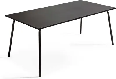 Produktbild von Gartentisch und 8 Metallsessel schwarz - Oviala Palavas