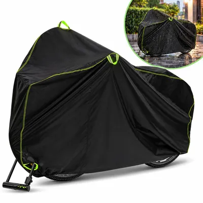 Produktbild von Fahrradgarage wasserdicht, große Fahrradabdeckung 210D Oxford-Gewebe, wetterfest, UV-beständig, mit Schlossloch und Tasche