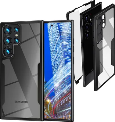 Produktbild von NALIA 360° Hülle für Samsung Galaxy S24 Ultra – Vergilbungsfrei & Rutschfester Matt-Rahmen – SURROUND (Full-Body Case) – Marke aus Berlin – Schwarz
