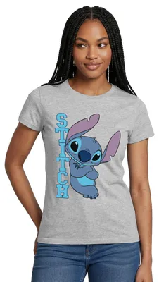 Produktbild von Lilo & Stitch | Stitch Mit Schriftzug Frauen T-Shirt, M, Grau meliert