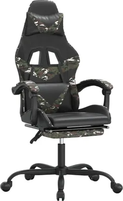 Produktbild von vidaXL Gamingstuhl mit Fußstütze Drehbar Schwarz Tarnfarben Kunstleder