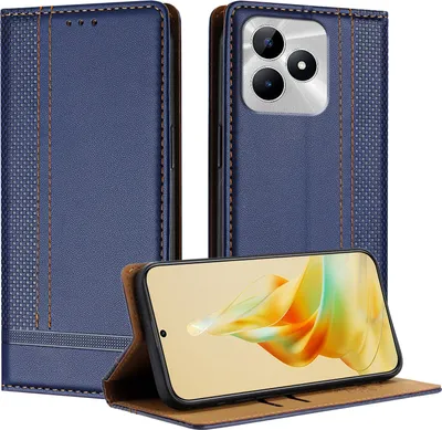 Produktbild von Handyhülle für Realme C53 4G Leder Flip Klappbare Schutzhülle mit Standfunktion Blau