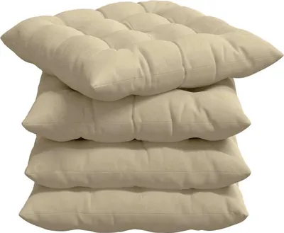 Obrázok produktu pre vidaXL Vankúš na sedenie 4 ks krémový 40 x 40 x 6 cm z mikrovlákna