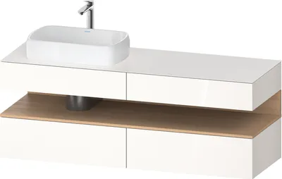 Produktbild von Duravit Qatego Konsolenwaschtischunterbau, 2 Auszüge, 2 Schubkästen, Ausschnitt links, 1600x550x600mm, Nische Eiche Natur, QA4777030220010