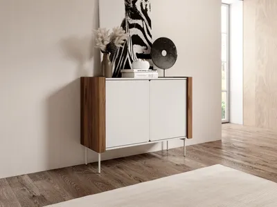 Image de Commode à portes LIA - noyer / cachemire