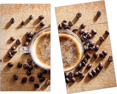 Produktbild von Spritzschutz Herdabdeckplatte Schneidebrett aus Glas Eine Tasse Kaffee  2-Teilig (60x52cm)