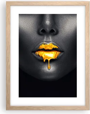 Produktbild von Gerahmtes Poster - Rahmen in heller Eiche - Gold Mund Schwarz - 30x40 cm - Wand Bild - Wanddeko - Wandbilder - Kunstposter - Wandposter - Bilderrahmen - Bilder - Kunstdruck - P2NPA30x40-4460