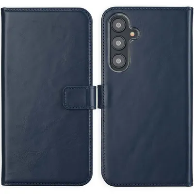 Imagen del producto de Funda de Cuero Auténtico tipo Libro para Samsung Galaxy S24 FE - Azul