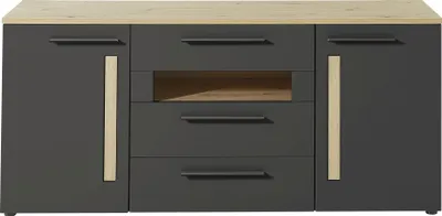 Produktbild von Sideboard Lorna 2 Türen und 3 Schubladen - Anthrazit/Eiche