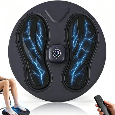 Produktbild von EMS Fußmassagegerät & Durchblutungs-Stimulator, 10 Programme & 20 Intensitäten, kabellos mit Fernbedienung, wiederaufladbar – Fußmassagegerät für Füße