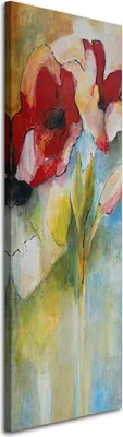 Produktbild von Leinwandbild mohnblumen und rosenknospen 40x120 cm Feeby rot wandbild bereit zum aufhängen