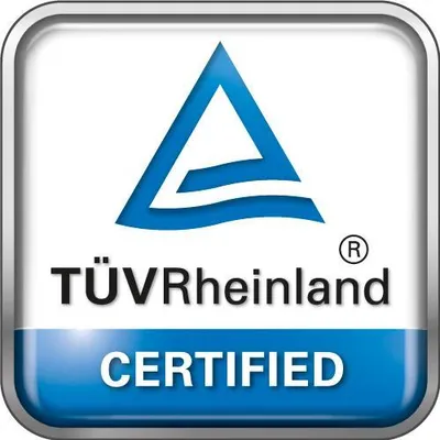 A certification mark from TÜV Rheinland.
