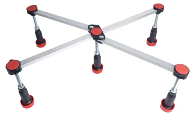 Produktbild von sanicomfort Duschwannenfuß 5-Punkt – Brausewannengestell höhenverstellbar 105-165 mm – Für Duschwannen bis 90x90 cm – Stabil aus Aluminium & ABS