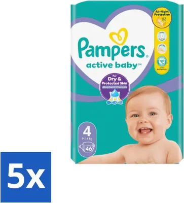 Produktbild von Pampers – Windeln – Active Baby Größe 4 – 46 Windeln - Vorteilspack - 5 Stücke