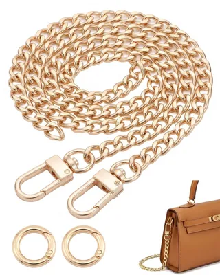 Handtasketting 120 cm, gold, 2 Stück, Metallkette, Karabinerhaken