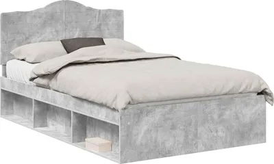 Obrázok produktu pre vidaXL Rám postele betónová sivá 135 x 190 cm masívne borovicové drevo