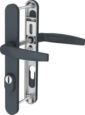 Produktbild von Langschild Schmalrahmengarnitur Anthrazit 92mm Wechselgarnitur Profilzylinder Drücker/Drücker 71-86mm ja