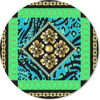 Produktbild von MuchoWow® Mauspad Mousepad Tiermuster - Blumen - Halskette - Gold - Muster 30x30 cm - Mousepads - Maus Mat - Pad - Mausunterlage - Tischunterlage - Schreibtischmatten