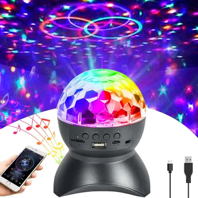 Produktbild von LED RGB Discolicht DJ Disco Lampe Aufladbar Discokugel mit Bluetooth Lautsprecher Partylicht für Party Weihnachten Halloween Hochzeit
