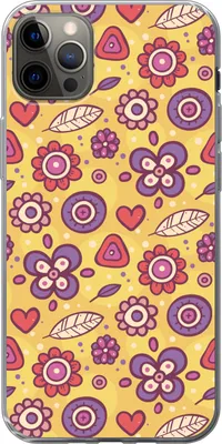 Produktbild von MuchoWow® Handyhülle Schutzhülle Hülle für Telefoonhoesje iPhone 13 Pro Max Muster - Blumen - Lila - Orange Silikon Softcase Handy Hülle - Mobiltelefon