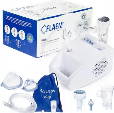 Obrázok produktu pre Flaem 4Neb Piestový Inhalátor - 4 Režimy Nebulizácie, Rýchla Obsluha, 2 Masky