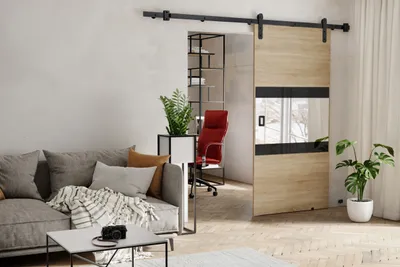 Produktbild von KIER FURNITURE MIA – Schiebetür Komplettset – 106x205x1,6 cm - Sonoma-Eiche
