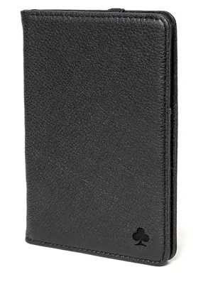 Image de Porte-cartes minimaliste en cuir véritable, noir
