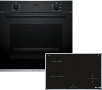 Produktbild von Bosch Einbau-Backofen-Set, HBA234BB3 + PIE84KBB5E, Einbau-Backofen, Induktionskochfeld HBD434FH83