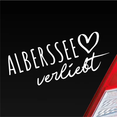 Produktbild von Auto Aufkleber Alberssee verliebt Herz See Sea Liebe Car 19x7 cm Weiss Glanz Sticker Heckscheibenaufkleber
