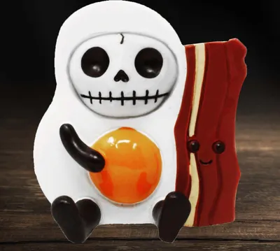 Produktbild von Furrybones "Sunny Side Up Egg" - Dekofigur Totenkopf Gothic Fantasy