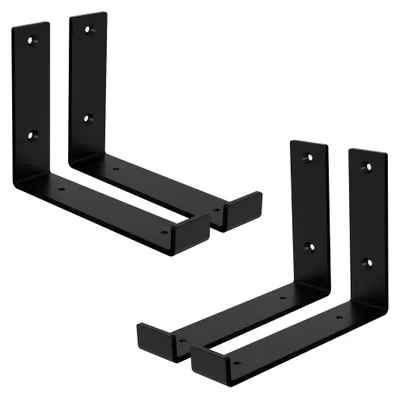 Image de Lot de 4 supports muraux en métal pour étagères, couleur noire