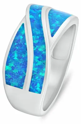 Produktbild von Krä ftiger Silberring mit blauem Opal RI130WB - Kreislauf: 52 mm
