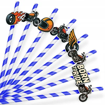 Produktbild von PAPIER-TRINKHALME GEBURTSTAG DEKO - Motorräder Motorrad CHOPPER - 8 St.